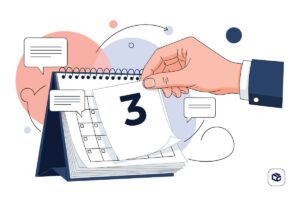 Mão virando página de calendário com o número 3, indicando data.